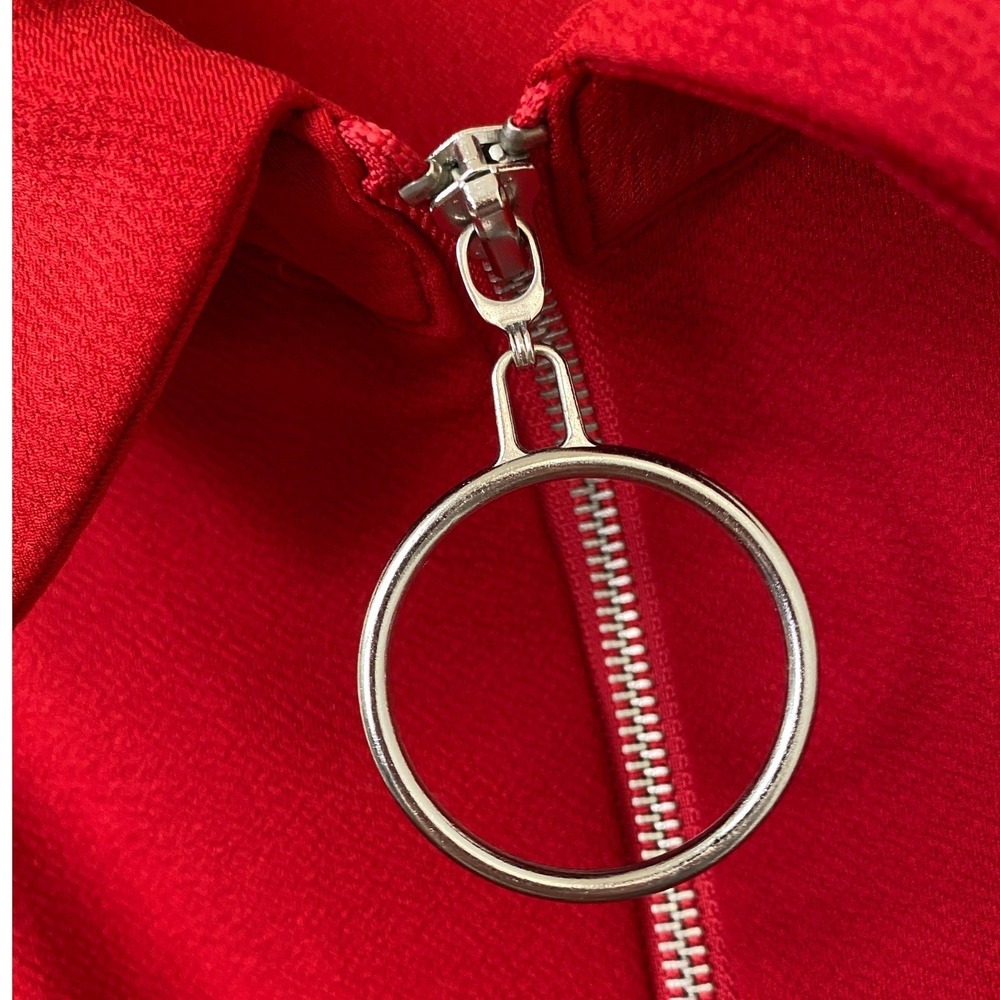 Boston Proper, Red 60's style Sleeveless O-Ring Quarter Zip Collar Mini Dress XS - Picture 5 of 8